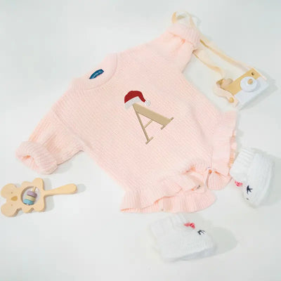 Custom Christmas Santa Initial Embroidery Baby Romper - SwaddleAn