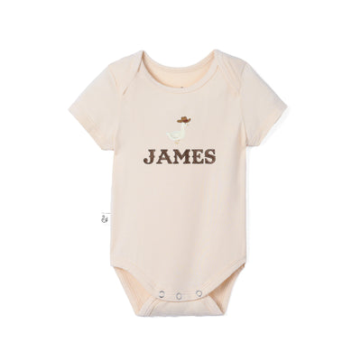 Custom Cowboy Goose Embroidered Name Bamboo Baby Bodysuit