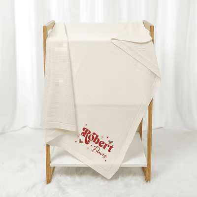 Custom Cute Christmas Embroidery Baby Blanket with Name - SwaddleAn