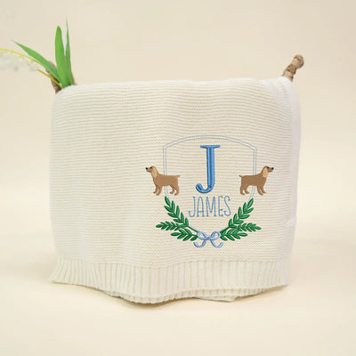 Custom Embroidered Cocker Spaniel Dog Baby Blanket - SwaddleAn
