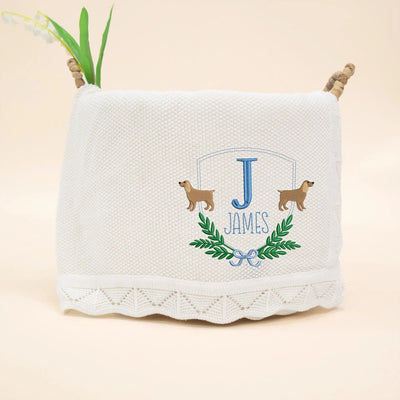 Custom Embroidered Cocker Spaniel Dog Baby Blanket - SwaddleAn