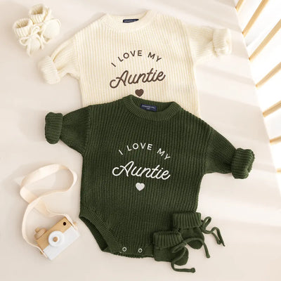 Custom Embroidered I Love My Baby Name Romper