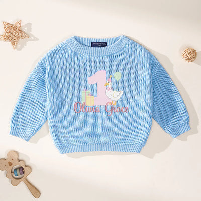 Custom Baby First Birthday Duck Sweater