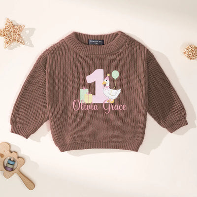 Custom Baby First Birthday Duck Sweater