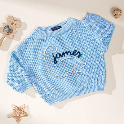 Custom Hand Embroidered Dinosaur Baby Sweater