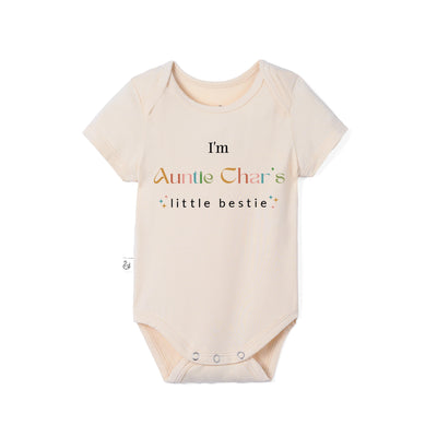 Custom I'm Auntie Little Bestie Bamboo Baby Bodysuit