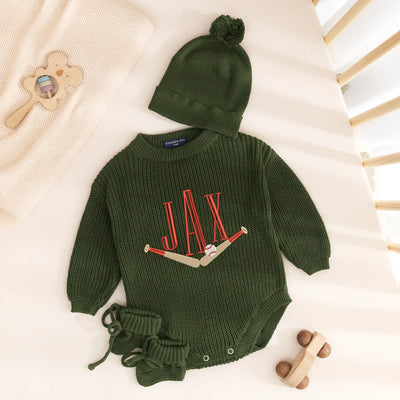 Custom Monogram Baseball Baby Rompers