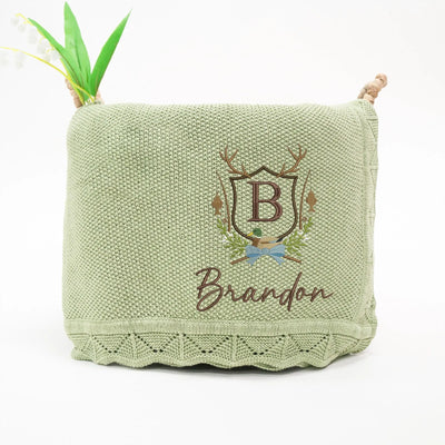 Custom Monogram Fishing Mallard Duck Baby Blanket - SwaddleAn