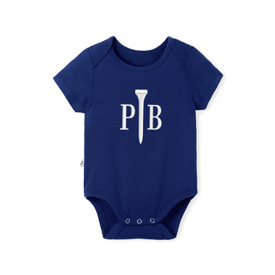 Custom Monogram Golf Bamboo Baby Bodysuit Bodysuit Bllue Depths