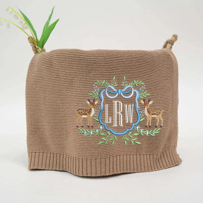 Custom Monogram Name Deer Hunting Baby Blanket SwaddleAn