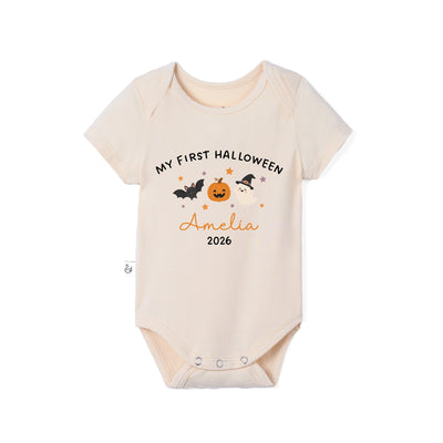 Custom My First Halloween Name Bamboo Baby Bodysuit