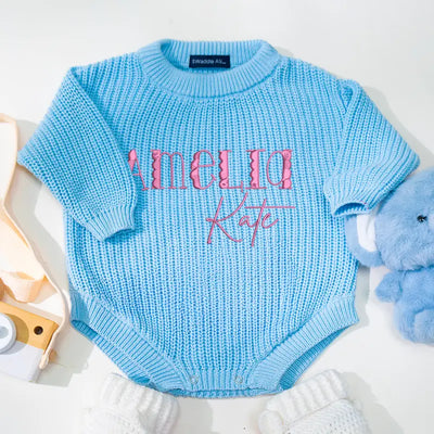 Custom Name Embroidered Baby Romper - SwaddleAn