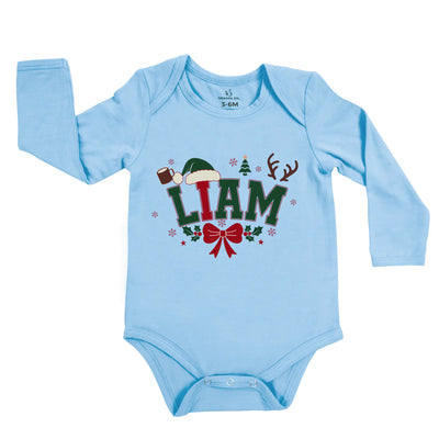 Custom Name First Christmas Baby Onesie Bodysuit - SwaddleAn