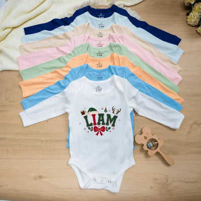 Custom Name First Christmas Baby Onesie Bodysuit - SwaddleAn
