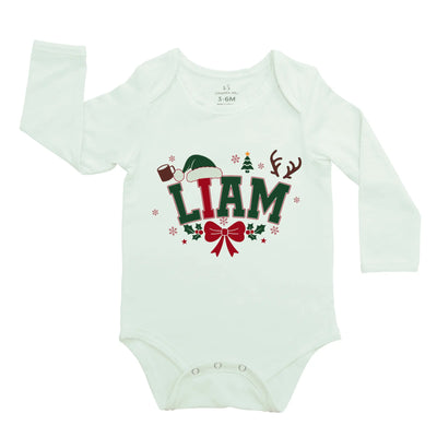 Custom Name First Christmas Baby Onesie Bodysuit - SwaddleAn