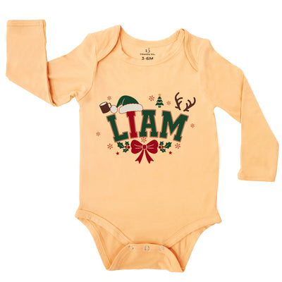 Custom Name First Christmas Baby Onesie Bodysuit - SwaddleAn