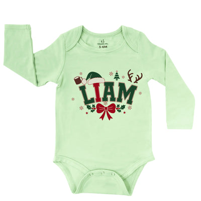 Custom Name First Christmas Baby Onesie Bodysuit - SwaddleAn