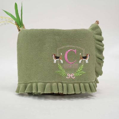 Custom Name Initial Beagle Dog Baby Blanket - SwaddleAn