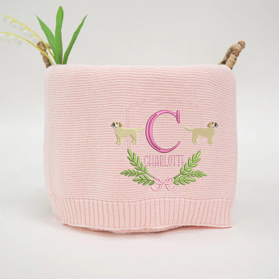 Custom Name Labrador Retriever Dog Baby Blanket - SwaddleAn
