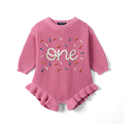 Custom One Birthday Hand Embroidered Baby Romper