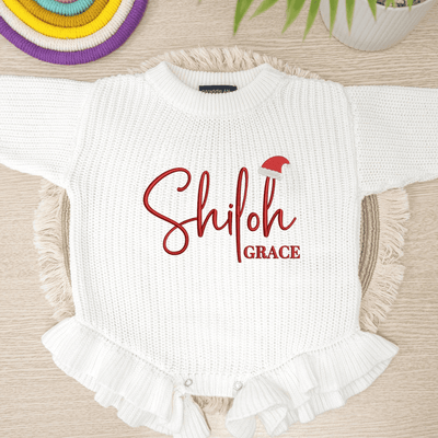 Custom Santa Hat Baby Name Romper - SwaddleAn