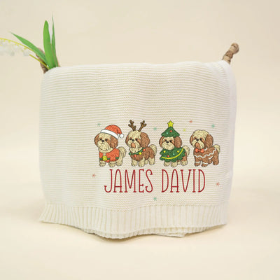 Custom Shih Tzu Embroidery Baby Blanket - SwaddleAn