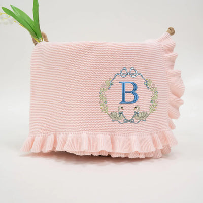 Custom Swan and Flowers Initial Name Baby Blanket - SwaddleAn