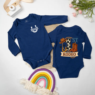 Custom Western Cowboy 'First Rodeo' Baby Onesie - SwaddleAn