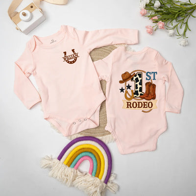 Custom Western Cowboy 'First Rodeo' Baby Onesie - SwaddleAn