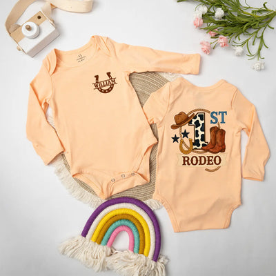 Custom Western Cowboy 'First Rodeo' Baby Onesie - SwaddleAn