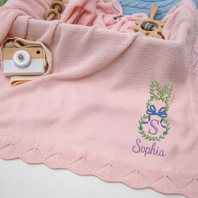 Easter Bunny Monogram Baby Embroidery Blanket