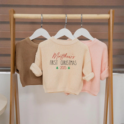 Personalized First Christmas Name Baby Sweater - SwaddleAn