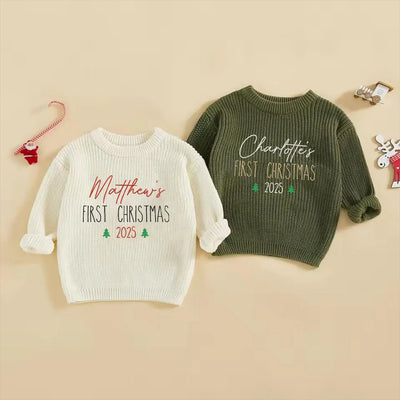 Personalized First Christmas Name Baby Sweater - SwaddleAn