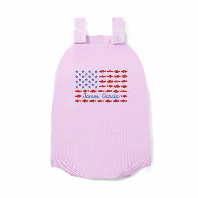 Embroidered 4th of July Fishing Strap Romper