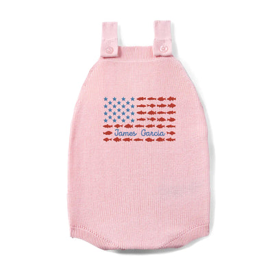 Embroidered 4th of July Fishing Strap Romper