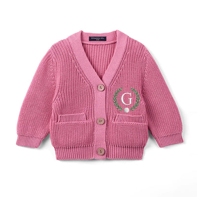 Embroidered Initial Golf Baby Cardigan