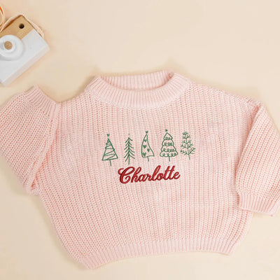 Personalized Christmas Tree Name Baby Sweater - SwaddleAn