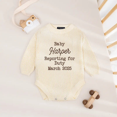 Custom Name 'Reporting for Duty' Baby Romper