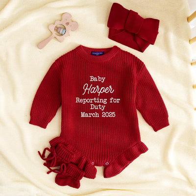 Custom Name 'Reporting for Duty' Baby Romper
