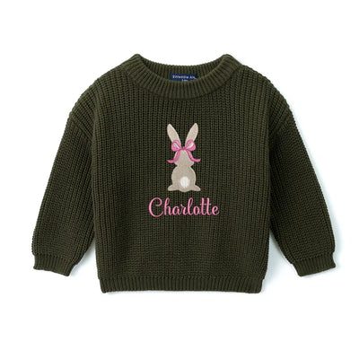 Embroidered Easter Bunny Baby Sweater