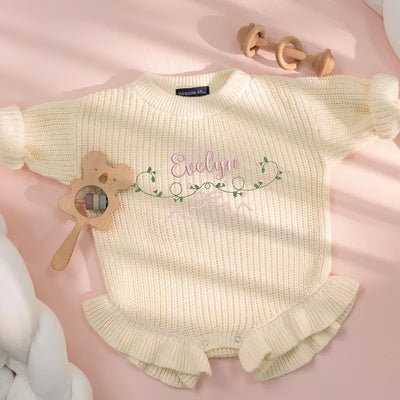 Embroidered Flowers and Bows Baby Romper - SwaddleAn
