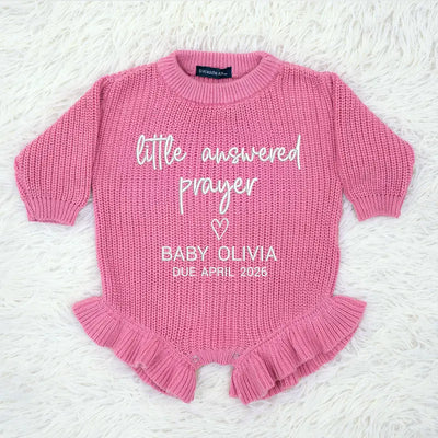 Embroidered Little Answered Prayer Baby Romper - SwaddleAn