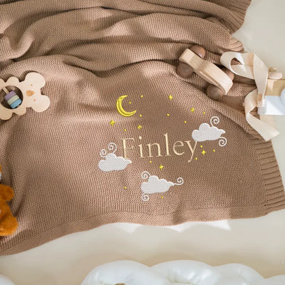 Embroidered Night Sky Baby Blanket - SwaddleAn