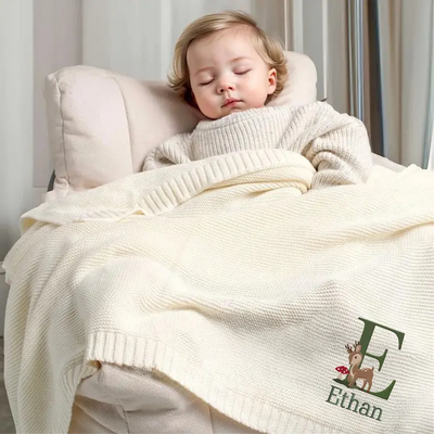 Embroidered Reindeer Baby Blanket - SwaddleAn