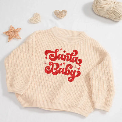 Embroidered Santa Baby Sweater - SwaddleAn