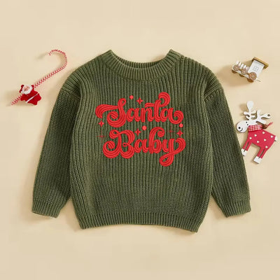 Embroidered Santa Baby Sweater - SwaddleAn