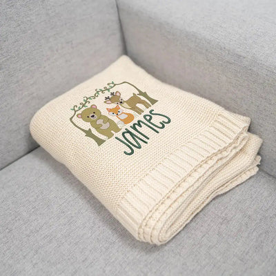 Personalized Woodland Animal Baby Blanket is more than a cozy wrap; it’s an introduction to gentle friends, a soft and charming scene embroidered with love to welcome your baby home.