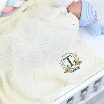 Embroidery Mallard Duck Crest Baby Blanket