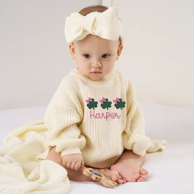 Embroidery Clover Knit Romper | St. Patrick's Day