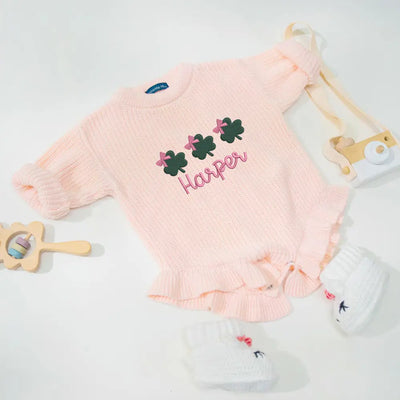 Embroidery Clover Knit Romper | St. Patrick's Day